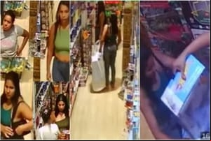 Mulheres são flagradas por câmeras durante furto em loja de brinquedos em shopping center