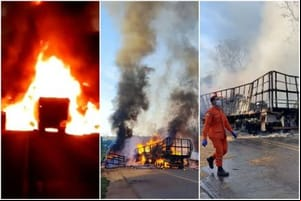 Colisão entre carretas provoca explosão e mata um motorista na rodovia BR-174; veja vídeos